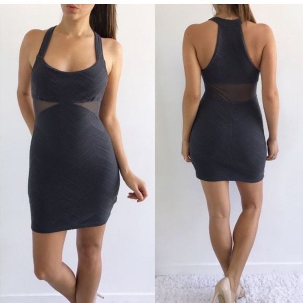 Free People Gray Textured Bodycon Dress - Size M